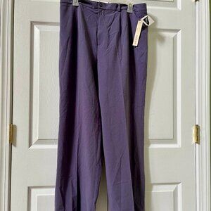 NWT LADIES SIZE 16 AMANDA SMITH PURPLE LINED PLEATED BUTTON ZIP DRESS PANTS